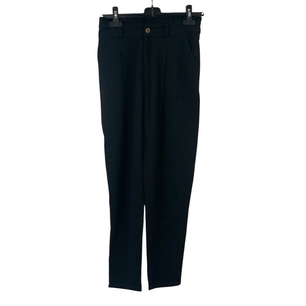 Umgee USA Black Dress Pants High Ruffled Waist Pleated Trousers Straight Leg S